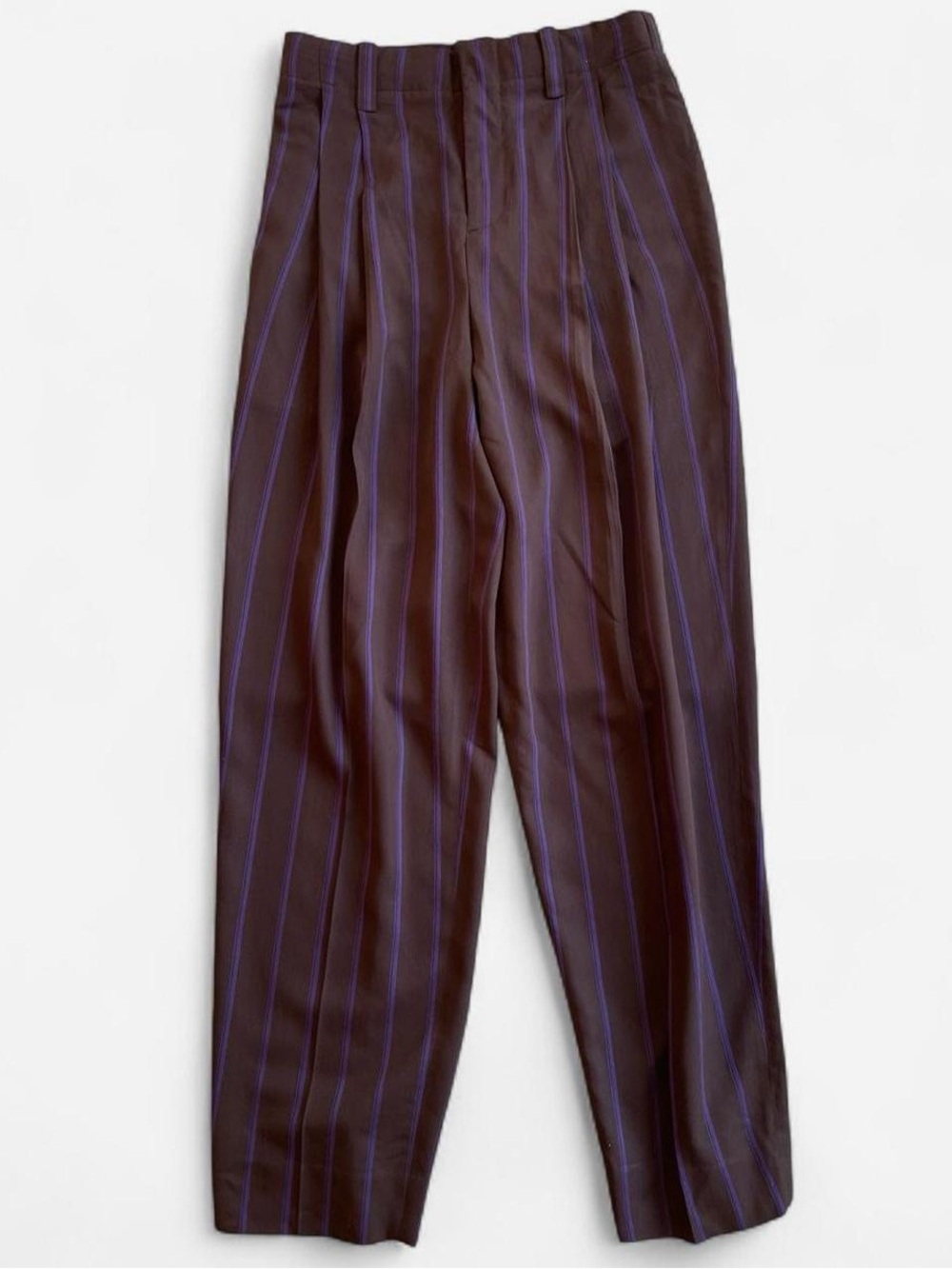 Vince Brown & Purple Striped Pants Wide Leg Pleated High Waisted Size 0